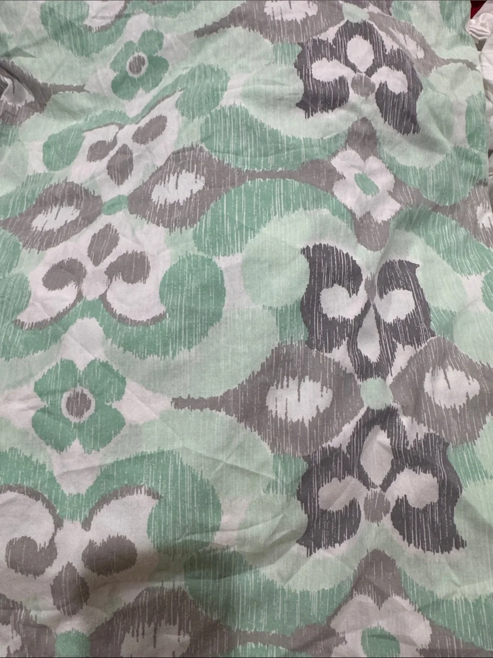 Floral Mint & Gray Patterned Fabric